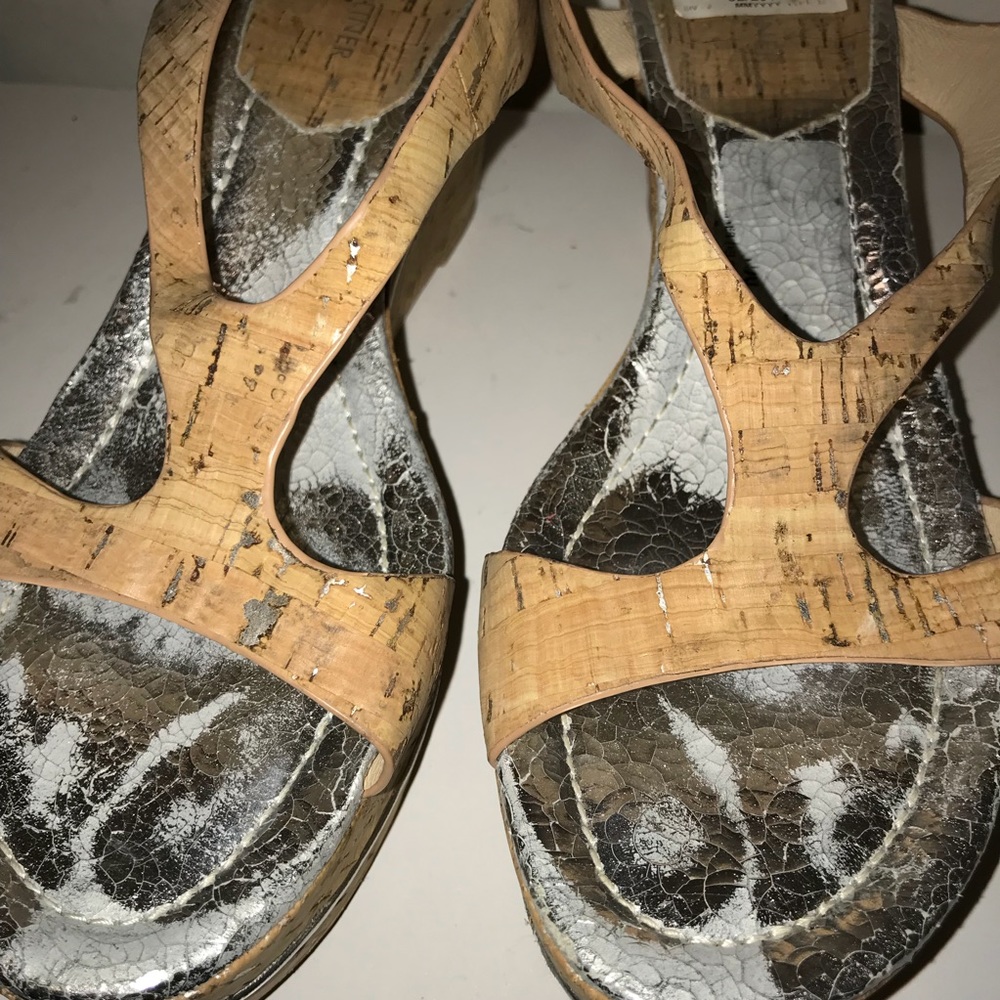 Donald J. Pliner platform cork and foil wedge heel - Picture 3 of 8